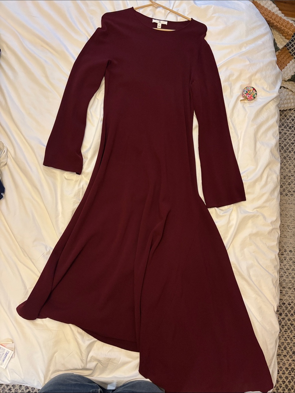 Banana Republic Long-Sleeve Asymmetrical Dress in Burgundy